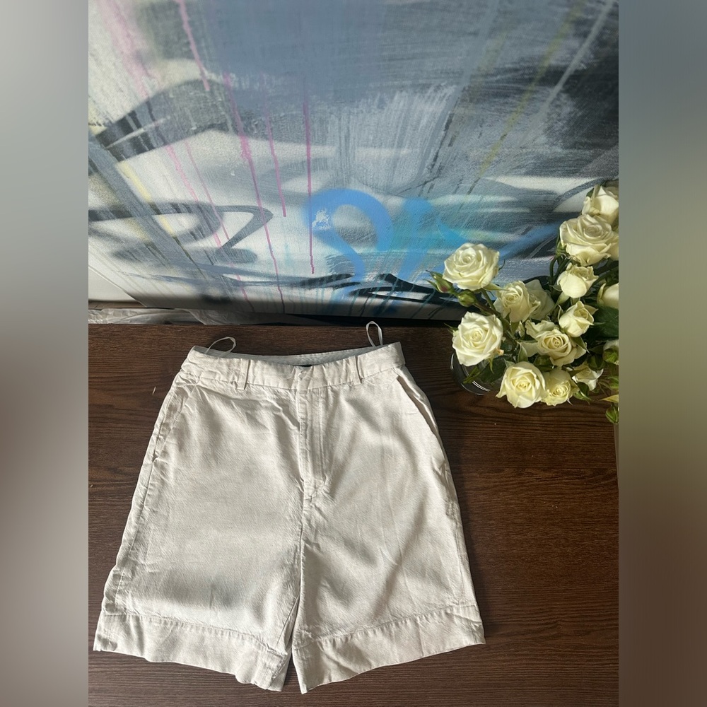 Linen blend Bermuda shorts